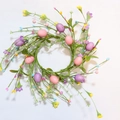 Easter wreath with pastel eggs and flowers on a natural vine base for door decor - 10 Eggs Wreath (No Bow Loop)