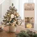 Flocked 45cm silver-white mini Christmas tree with LED lights in a beige garden pot - 45CM Silver & White Snow Tree (Iron Bucket)