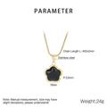 Detail of gold petal chain necklace with black glass clover pendant showing 23mm size - Gold (KN288349-KFC)