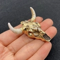Handheld vintage gold bull skull pendant accessory for DIY necklace making - No.16 Vintage White Gold