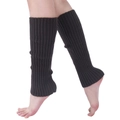 Detailed knit texture of dark grey ribbed leg warmers for women's winter boots - Dark Gray