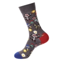Day of the Dead Socken mit Zucker-Schädel-Panda-Mustern und auffälligem Color-Blocking - 1379-Grauer Totenkopf-Panda