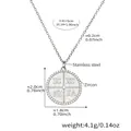 18k vergoldete Edelstahl Münzhalskette mit Kreuzanhänger und Zirkonia Umrandung - 18mm Durchmesser (P367) / Stahlfarben