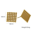 Minimalistische vierkante gouden oorknopjes van gepolijste kralen, maat 18 mm - Vierkant / Goud