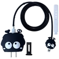 Detail view of 5-piece Christmas charger protector set with silicone soot sprite theme - Sprouting Susuwatari / Five-Piece Set