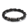 Pulsera de cadena trenzada en acero inoxidable negro con cierre seguro en acabado metalizado - Estilo Negro (KB156368-KFC)