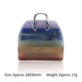 Handbag shaped pendant crafted with seven layered chakra natural stones and silver handle - Bag Shape (Silver Cap)