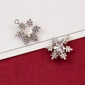 Silver snowflake charms with crystal inlay for DIY necklaces and earring jewelry making - 40# Silver K Large Snowflake with White Rhinestone