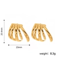 Gold openwork banana-shaped C-hoop earrings featuring a five-line curved claw design - Five-Row Parallel Multi-Layer C-Shape Earrings (STE24347-GO)