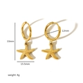 18K gold plated stainless steel starfish earrings with 33mm length and 12mm hoop size - Starfish Shape Earrings(TE6543-G)