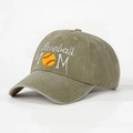 Casquette Baseball Mom vert olive délavé vintage avec broderie 3D et visière courbée - Taille unique / Kaki