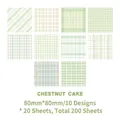 200 sheets of green grid memo paper in 10 succulent themed minimalist patterns - Fleshy Green Grape