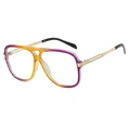 Lunettes aviateur carrées avec monture dégradée violet-orange et branches en métal doré - Monture Jaune Violet Verres Transparents