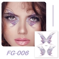 Glitter purple butterfly face tattoo stickers for music festival makeup, style FG-006 - Purple Symmetrical Butterfly Wings (FG-006)