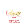 Detalle de colgante 'love' dorado con dimensiones 20x9mm y grosor de 1,2mm para joyas - Estilo Love Plateado