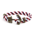 Handcrafted red white and blue braided anchor bracelet with vintage bronze clasp - Red White Blue Rope Antique Bronze Buckle