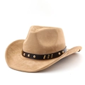 Camel western cowboy hat with studded leather band and brushed matte finish on white background - M (56-58cm) / Camel