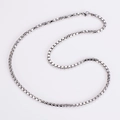 Polished silver stainless steel box chain necklace with lobster clasp on white background - Necklace 50cm / Steel
