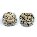 Plug per lobi in diaspro dalmata con macchie nere per piercing all'orecchio - Diaspro dalmata