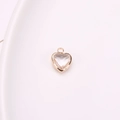 Colgante de corazón clásico bañado en oro con cristal para creación de joyas DIY - 6mm / Blanco