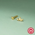 Minimalist S925 sterling silver golden clover stud earring with flat back post - Single Gold Clover Style (单只金色#6)