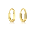 Eleganti orecchini a cerchio ovali dorati in argento S925 con una finitura lucida minimale - Oro Lucido
