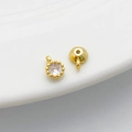 14K gold filled round bezel pendant with single clear zircon for DIY jewelry making - Single Loop 4*6mm / White
