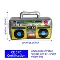 Inflatable retro boombox toy for parties with yellow speakers and silver finish - Small Boombox