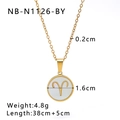 Ram-sterrenbeeld ketting met witte schelpinleg op een vergulde roestvrijstalen hanger - Ram (NB-N1126-BY)