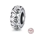 Lace heart pattern hollow charm bead in 925 sterling silver for DIY bracelet - Hollow Heart Pattern (SCC1949)