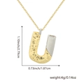 Two-tone letter U pendant necklace in gold and silver finish with hammer texture - Two-tone U