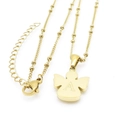 Gouden engel ketting met letter A hanger en roestvrijstalen kralenketting - Letter A (KN196913-K)
