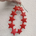 Red silicone star-shaped beaded phone chain accessory with golden metal ring and black cord - Matte Orange Red (10 Stars)