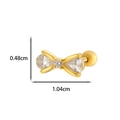 Golden titanium steel bow earring with clear zircons and secure screw back closure - 1# Golden (White Zirconia)