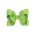 Bright light green 4.13 inch grosgrain ribbon hair bow clip with double loop design - Apple Green