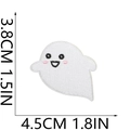 Detail view of white ghost embroidery patch showing precise 4.5cm x 3.8cm dimensions - No.20 (Small)