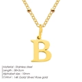 14K gold plated stainless steel beaded necklace with alphabet letter B pendant - Letter B / Gold