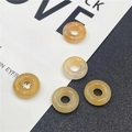 Pale yellow natural stone donut beads with oily luster for DIY jewelry making - Yellow Topaz/Jade 1PC