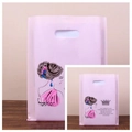 Pink plastic fashion gift bag with female illustration and comfortable handle cutout - 20x27cm / Fashion Queen