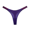 Purple satin thong for women with gradient rhinestone side straps and low waist fit - Purple (Gradient Rhinestones)