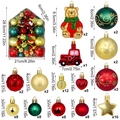 Set 72 decorazioni natalizie con palline dipinte rosso oro verde e forme a casa - Set da 72 Pezzi / Tema Orso (Rosso/Oro/Verde)
