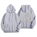 Felpa grigia con cappuccio in pile per uomo e donna con stampa floreale sul retro - S / Tops / Floreale Grigio