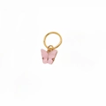 Detailed view of a pink resin butterfly charm with golden ring for DIY hair braiding - Hair Ring / Pink