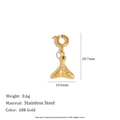 Colgante cola de sirena de acero inoxidable chapado en oro 18K para joyería DIY con textura - Colgante Cola de Pez - Dorado