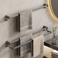 Space aluminum gun grey towel rack in single and double bar variants with hooks - Single Rod 60cm / Gunmetal
