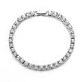 Bracelet tennis hip hop en argent avec strass ronds étincelants et fermoir à rabat - 4mm / 7" / Argent