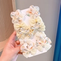 8-piece set of yellow cartoon hair clips with bows and pearls for little girls - 345# Yellow 10pcs Set