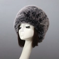 Faux fox fur russian style hat in black jade fox grey color for winter warmth - Black Jade Fox