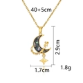 Detail view of a gold moon and star necklace featuring abalone shell and zircon accents - Gold Moon Shell Necklace