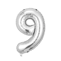 Metallic silver number 9 balloon made of premium foil for birthday party decoration - Number 9 / Silver